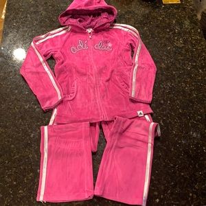 Cute pink sweatpants with detailed jacket from adidas, size youth 6X